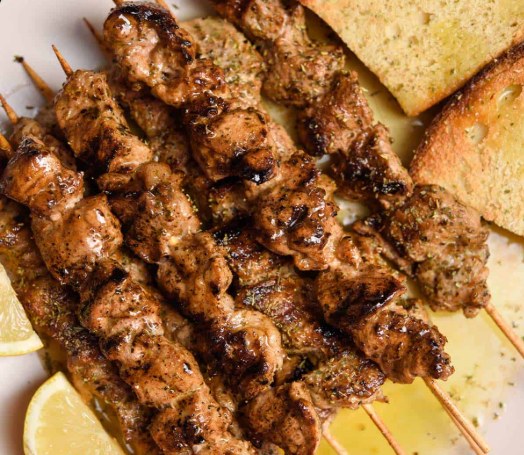 Pork souvlaki skewers